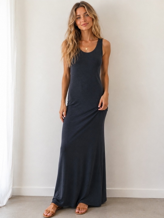 Madewell Dresses & Skirts - Madewell Charcoal Gray Maxi Dress XS Minimalist Capsule Wardrobe Soft Stretch